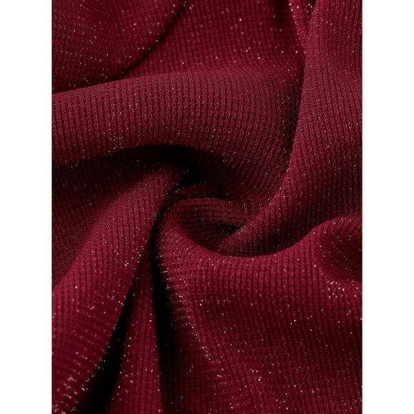 Glitter Crop Top Tie Neck Sleeveless Sheer Club Party Tops Red - Picture 5 of 6